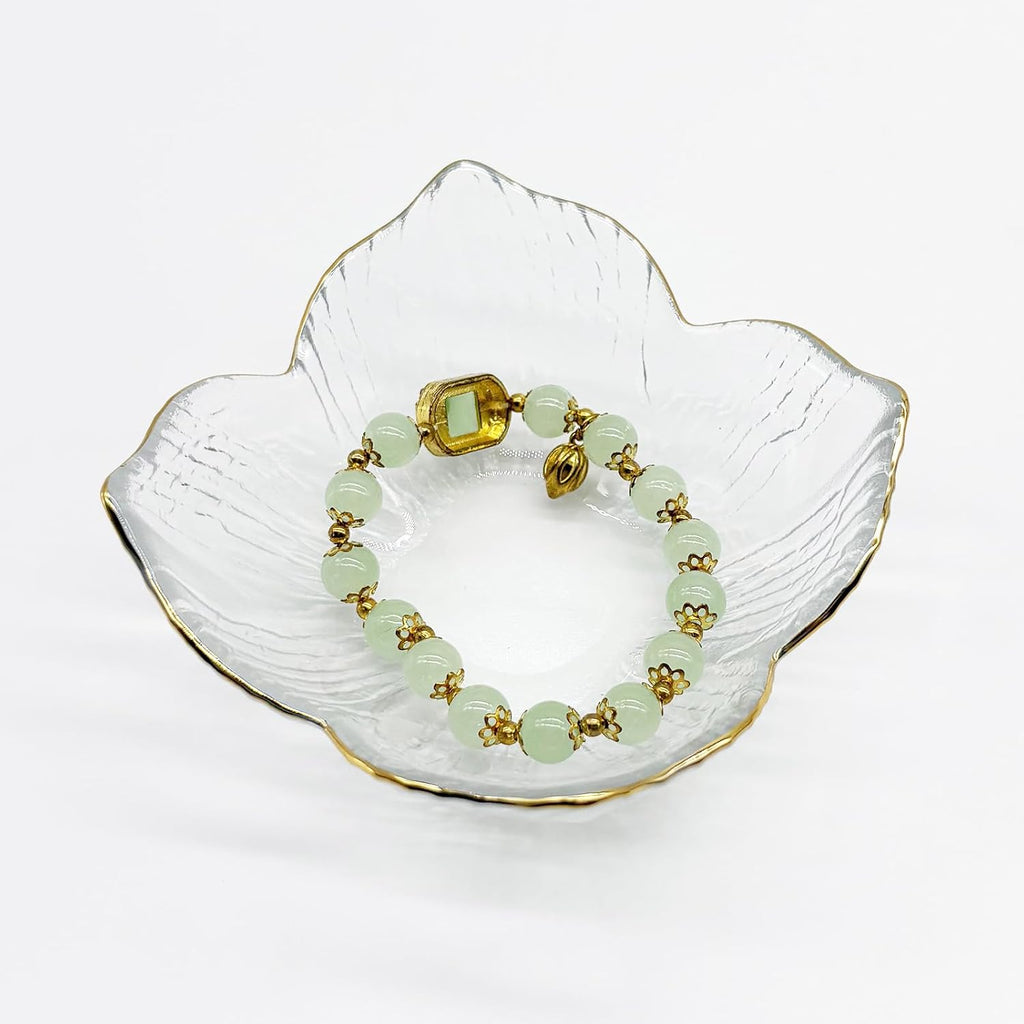 Flower Small Ring Dish, Glass Jewelry Tray for Women, Room Decor Jewelry Plate, Trinket Dish, Engagement Ring Holder, Bathroom Nightstand Ring Bowl for Earrings, Gifts, Key Dish