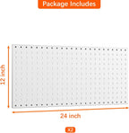 WALMANN Metal Pegboard Panels for Wall Garage Tools Pegboard for Garage, Workbench, Peg Board Tool Organizer Board(Pack of 2, Grey)