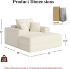 Gericco 52" Boneless Chaise Lounge Chair Indoor — Oversized Cloud-Like Cozy Comfy Modular 3-in-1 Sofa Bed for Reading, Living Room & Bedroom Corduroy Couch Sleeper, Beige