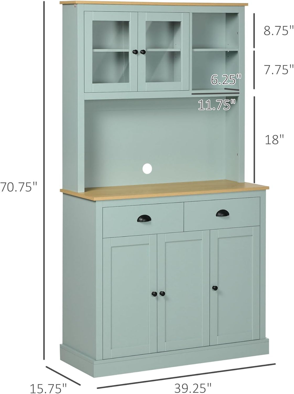 HOMCOM Kitchen Pantry Storage Cabinet with Microwave Stand, 71" Modern K...