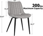 4 PCS Faux Leather Dining Chairs, Mid Century Modern Leisure Upholstered Chair with Metal Legs for Kitchen Living Room Gray