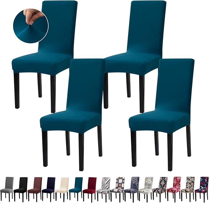 Dining Room Chair Covers - Stretch Kitchen/Dining Room Set of 4, Removable Washable Slipcovers for Home, Hotel, Banquet