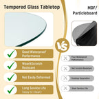 Round Bar Table, 37.4" High Pub Table, 31" Small Cocktail Table with Metal Base & Glass Top, for Small Spaces, Bistro Pub, Cafe(Gold)