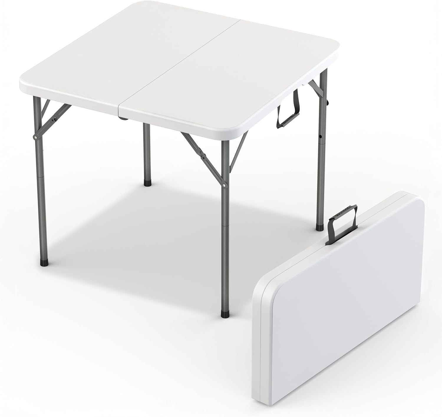 Our Modern Space 34" Square Foldable Table with Built in Handle & Steel Legs | Heavy Duty Portable | Perfect for Party, Dining, Wedding, Events, Picnic Indoor, Outdoor, Camping, Utility, Temporary