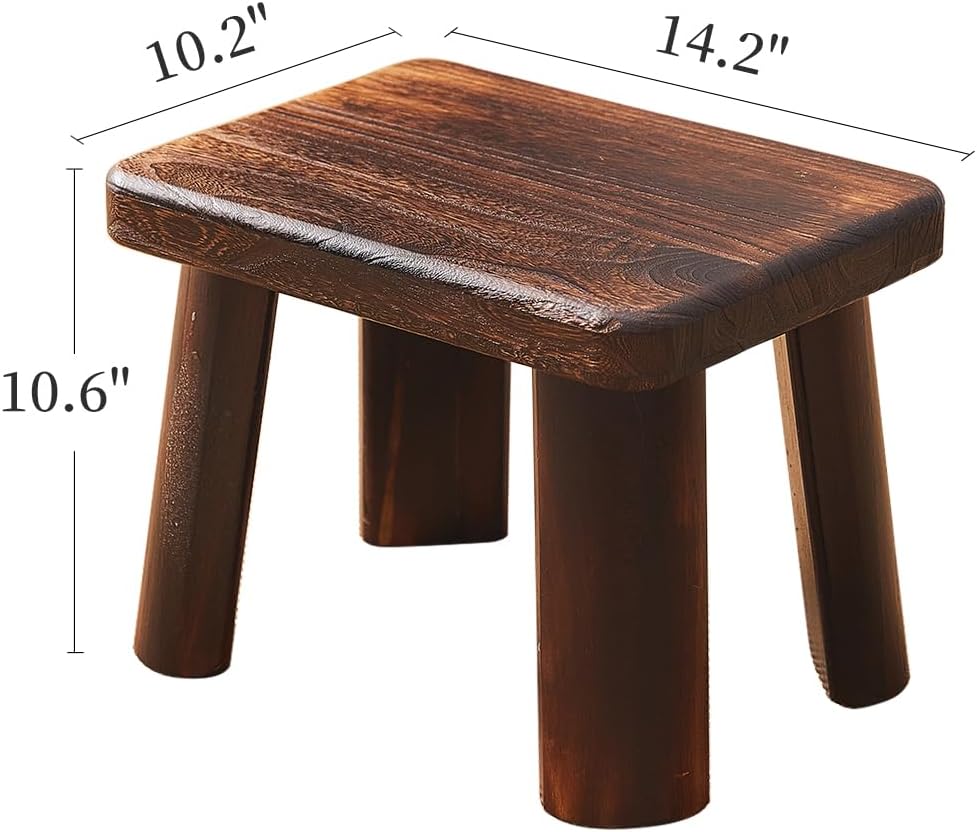 Solid Wood Step Stool for Adults, Sturdy Foot Stool Kitchen Bathroom