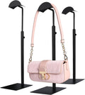 Purse Display Stand Adjustable Height Black Purse Rack for Handbags Necklaces Scarves Hats & Headphones 14" - 24" Purse Hanger Shelf for Retail Display