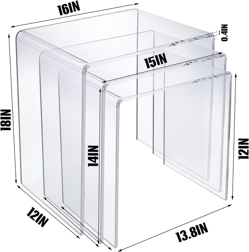 Barydat Set of 3 Nesting Tables Transparent Acrylic Side Table Modern Coffee ...