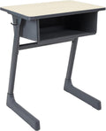 ECR4Kids Cave Open Front Desk with Plastic Book Box, Classroom Furniture, Maple/Black