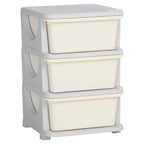 Qaba 3 Tier Kids Storage Unit, 3 Drawer Chest Toy Organizer Plastic Bins for Kids Bedroom Nursery Kindergarten Living Room for Boys Girls Toddlers, Cream White