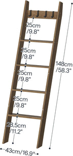 HOOBRO Blanket Ladder and Corner Shelf Stand Bundle, Decorative Ladder Shelf with 4 Removable Hooks, Corner Shelves Display Shelf for Living Room, MA51CJ01G1-YL108CJ01