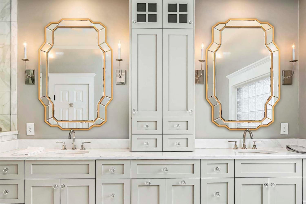 Large Living Room Mirrors, 47''x32'' Gold Bathroom Mirror for...