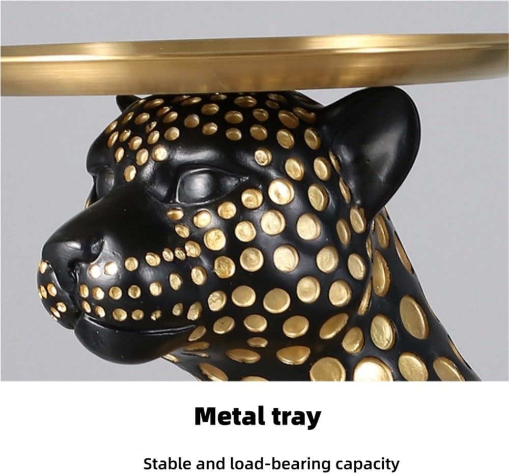 Leopard Statue Accent Table, Animal Side Table for Home, Cheetah Statue with ...