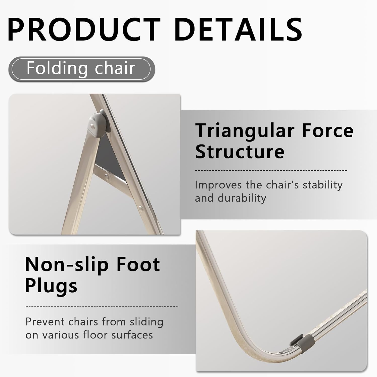 Folding Chair, 2 Pack Plastic Chair, White | Breathable folding chair with steel frame, 300lbs capacity. Portable & stackable for indoor, outdoor, events & parties.