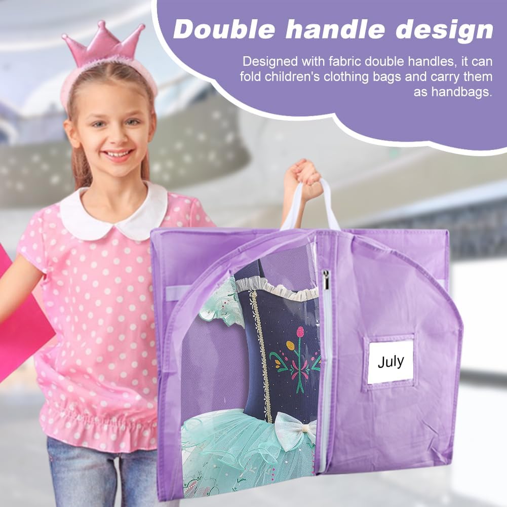 Hanging Dance Garment Bag, 40" Waterproof Hanging Garment Bag with 4 Pockets Kids Garmen-t Bags For Hangin-g Clothes for Dance Costumes,Sports,Theatre,Beauty Pageants(COLOR:Purple)