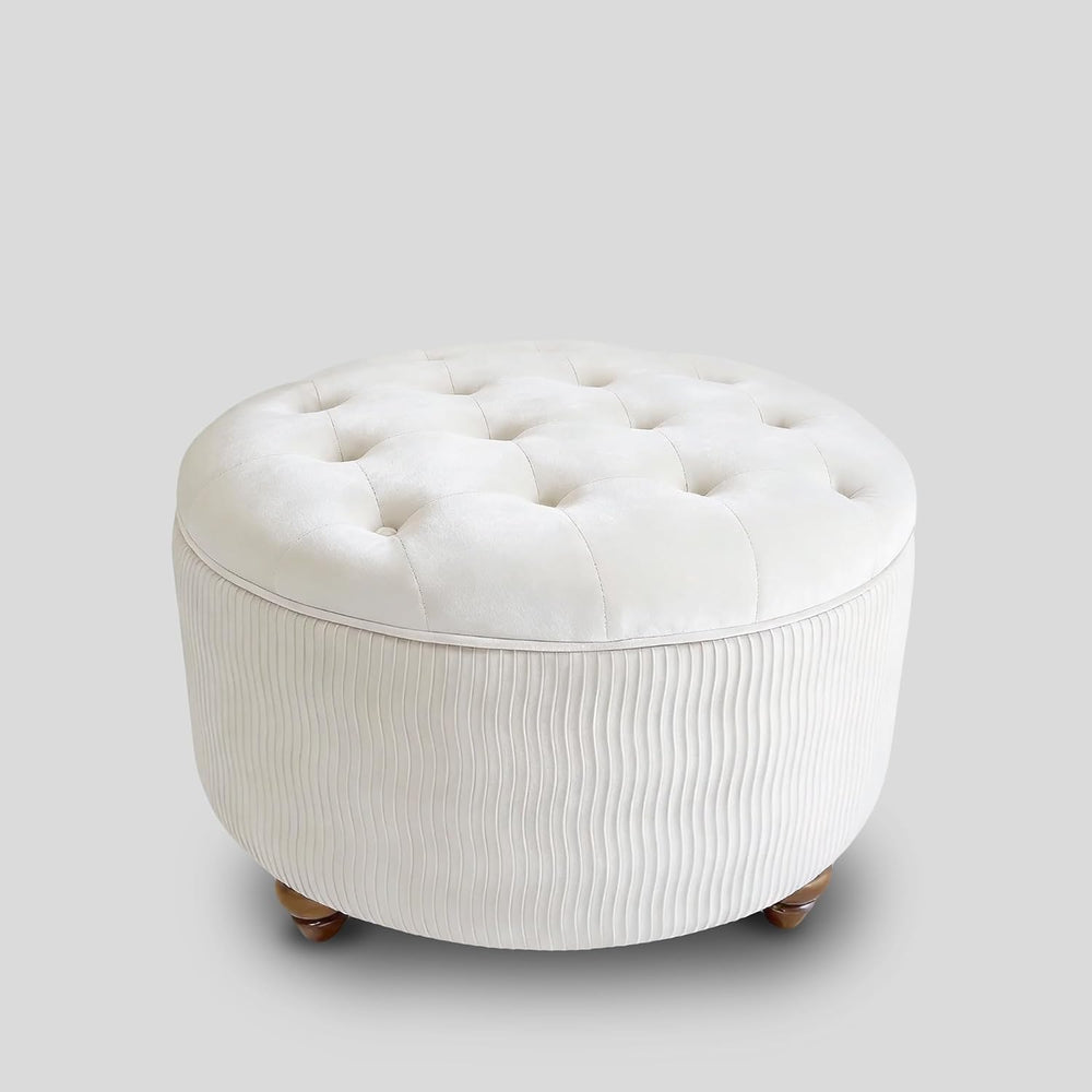 modscape 30 inch Round Storage Ottoman Coffee Table with Lift Off Lid | Moder...