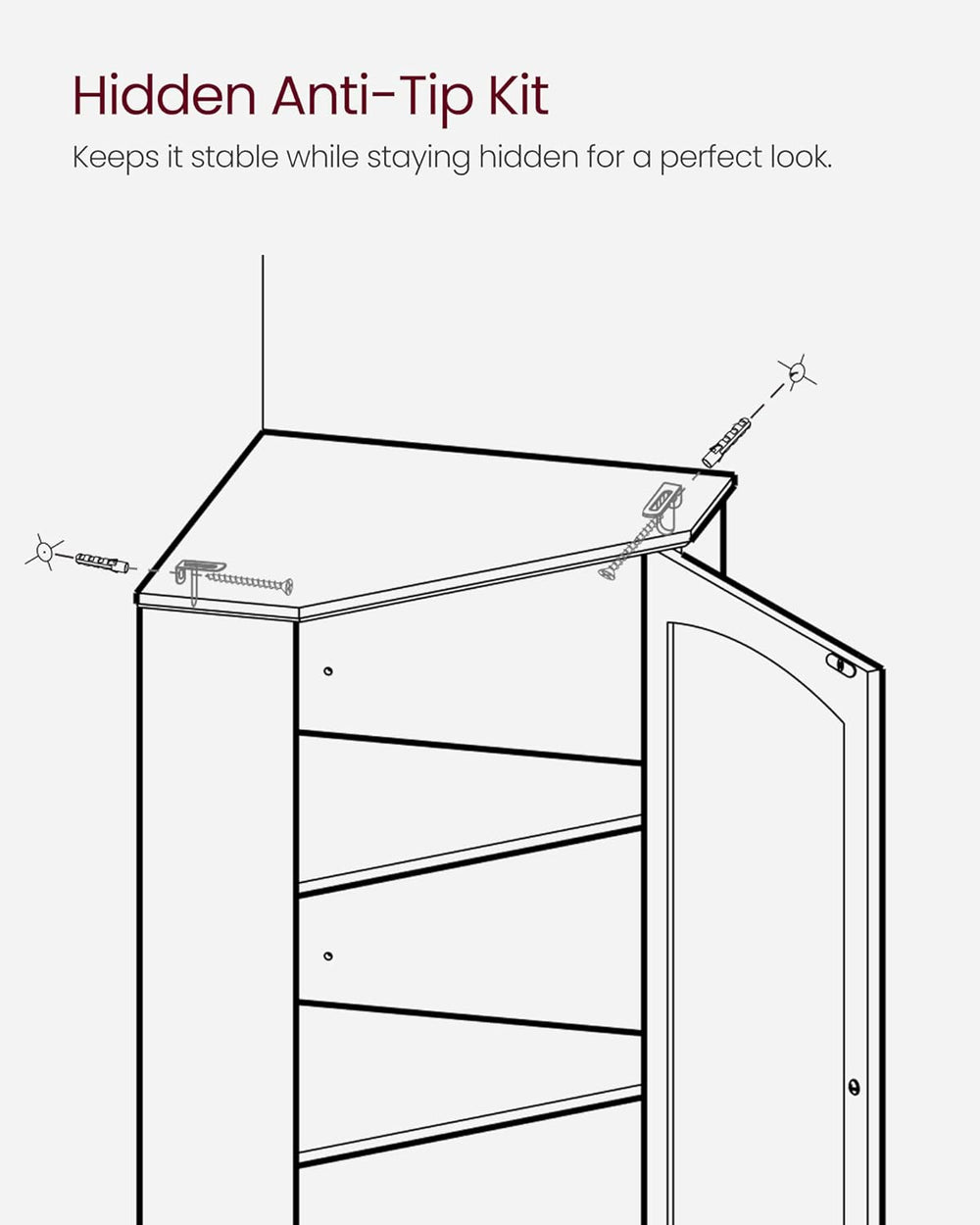 VASAGLE Corner Cabinet, Tall Corner Storage Cabinet with 2 Doors and 4 Adjust...