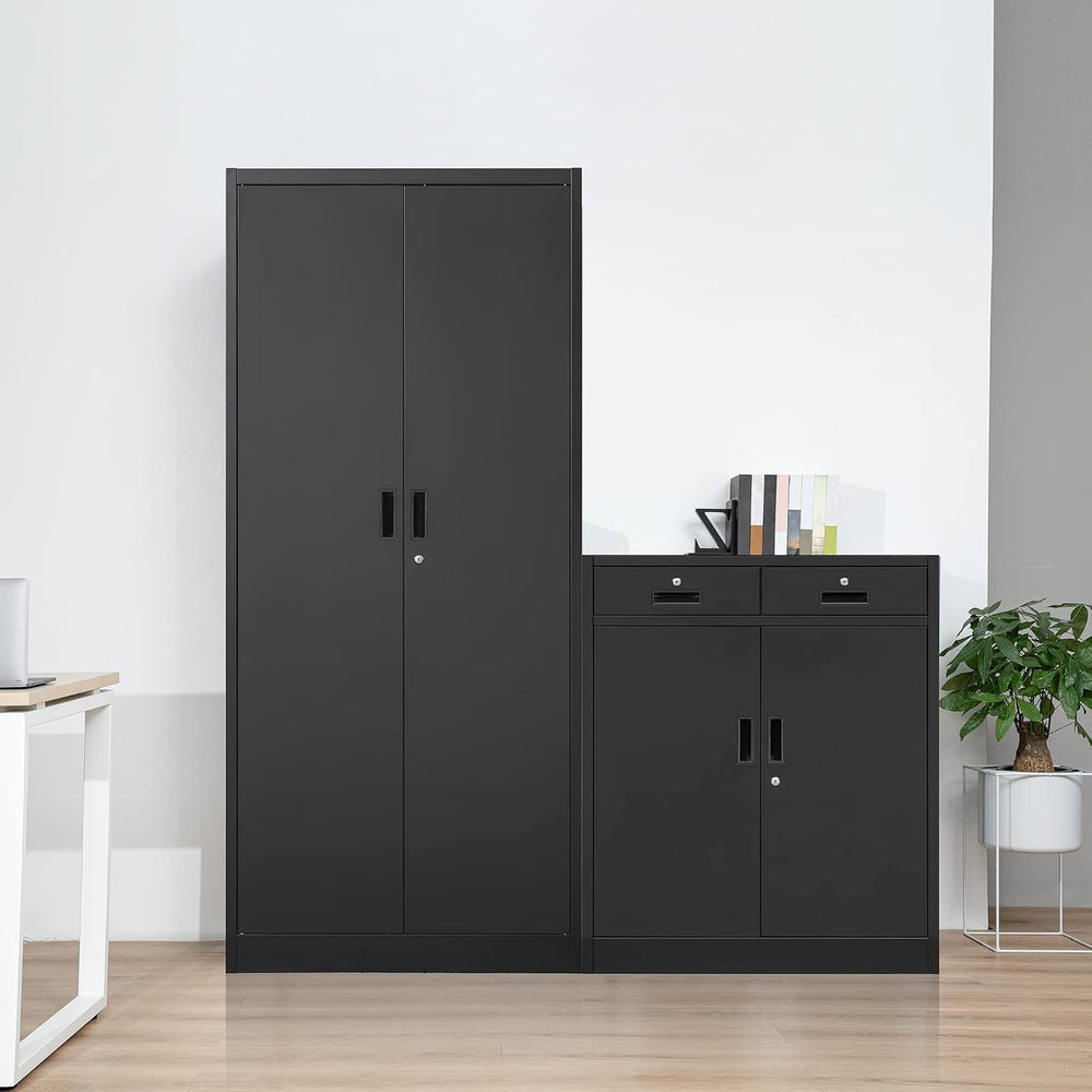 Wanfu Metal Storage Cabinet, 36" H Locking Storage Cabinet with 2 Drawer...