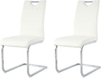 Goujxcy Dining Chairs Set of 2, Modern High Back Kitchen Chairs with Metal Legs and Faux Leather Padded Seat Upholstered Dining Chairs for Dining & Kitchen,Living Room (White&Silver, Set of 2)