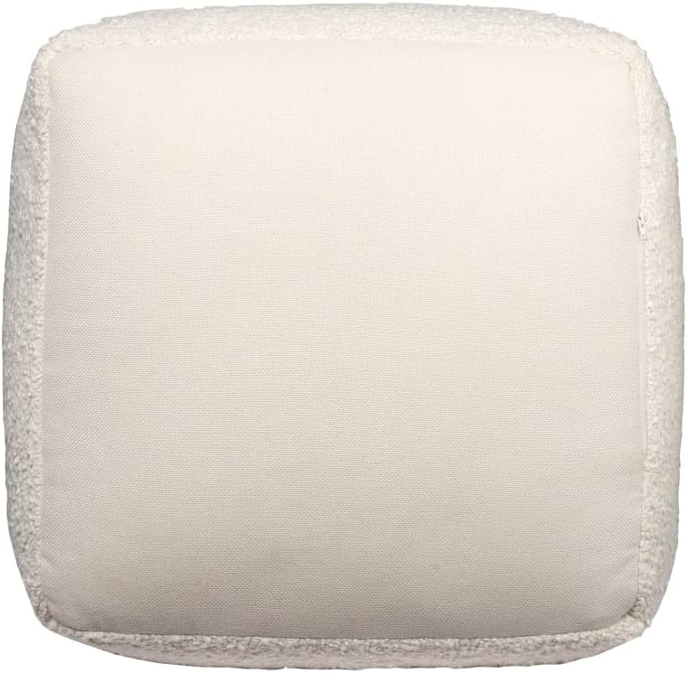 HomeRoots 18" Ivory Polyester Cube Outdoor Pouf Ottoman