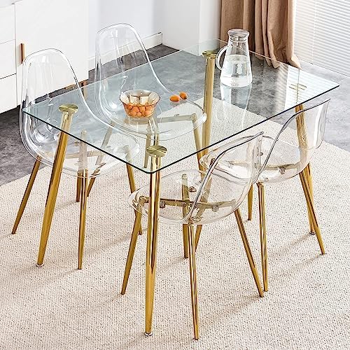Baysitone Clear Dining Chairs Set of 4, Modern Kitchen Chairs with Transparen...