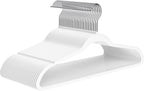 Hangers 50 Pack - Non-Velvet White Plastic Hangers for Clothes -Heavy Duty Slim Coat Hanger -Space-Saving Closet with Chrome Hook,Non-Flocked for Dresses Coats Shirts Jackets