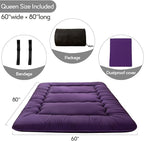 MAXYOYO Japanese Floor Mattress Futon Mattress, 4" Thicken Tatami Mat Sleeping Pad Foldable Roll Up Mat Boys Girls Dormitory Pad Kids Floor Lounger Pillow Bed, Charcoal Grey, Queen Size