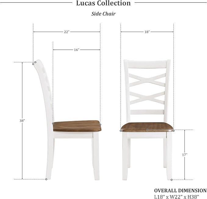 Lexicon Dining Table Set for 6 with Chairs, Wood 7 Piece Farmhouse Dining Room Table and Chairs Set of 6, Cross Back, Easy Assembly Seater for Indoor Home, Dinner, Kitchen, Cherry/White