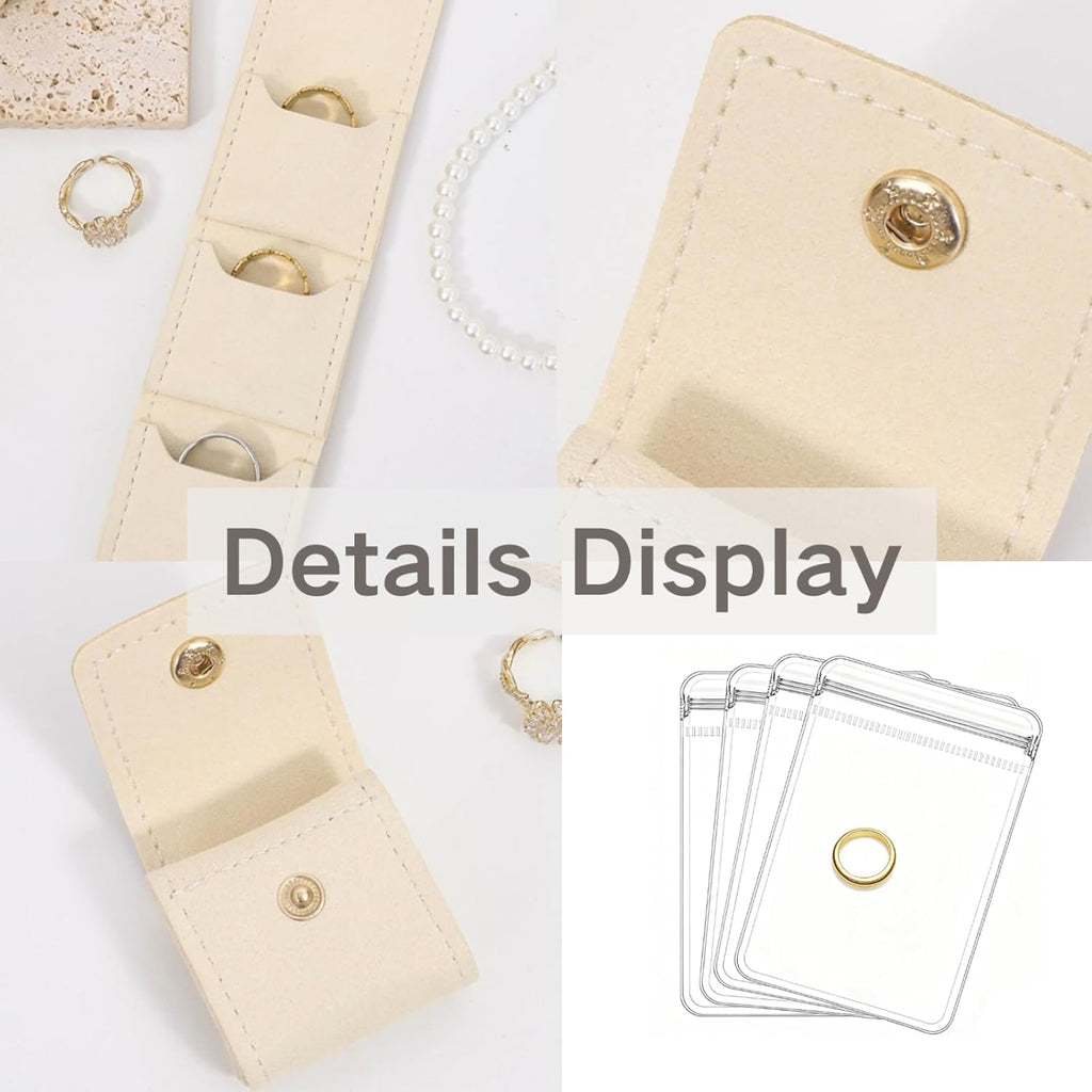 Mini Travel Jewelry Bag,Mini Jewelry Pouch,Protable travel Jewelry Storage Organizer Case,Small Jewelry Storage Roll with Buckle for Earrings,Rings,Necklaces (Gray, 1Pcs)