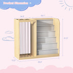 Natural Wood Kids Bookshelf & Stuffed Animal Net Holder Plush Toy Storage Organizer Child Bookcase Toddler Baby Sling Book Rack for Playroom Bedroom Nursery Infant Boys Girls Preschool