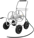 Garden Hose Reel Cart with Wheels – Cart with Wheels Heavy Duty Hose Reels for Outside Holds 250ft of 5/8” Hose, Mobile Tools Water Hose Carts w/Basket & Flexible Storage for Garden, Yard, Lawn