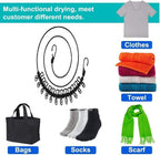 1 Pack Portable Clothesline with 12 Clothespins, Windproof Travel Clothesline Stretchy Retractable Elastic Laundry Clothes Line for Backyard, Vacation Hotel, Balcony Clothes Drying Line
