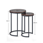 Julian Bowen Tribeca Round Nesting Side Tables, Walnut Effect/Black