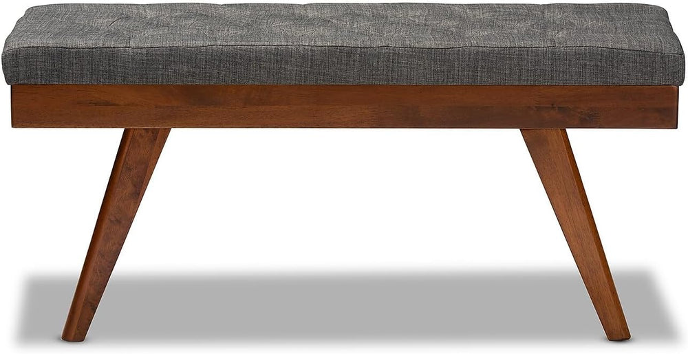 Baxton Studio Alona Mid-Century Modern Medium Grey Fabric Upholstered Wood Di...