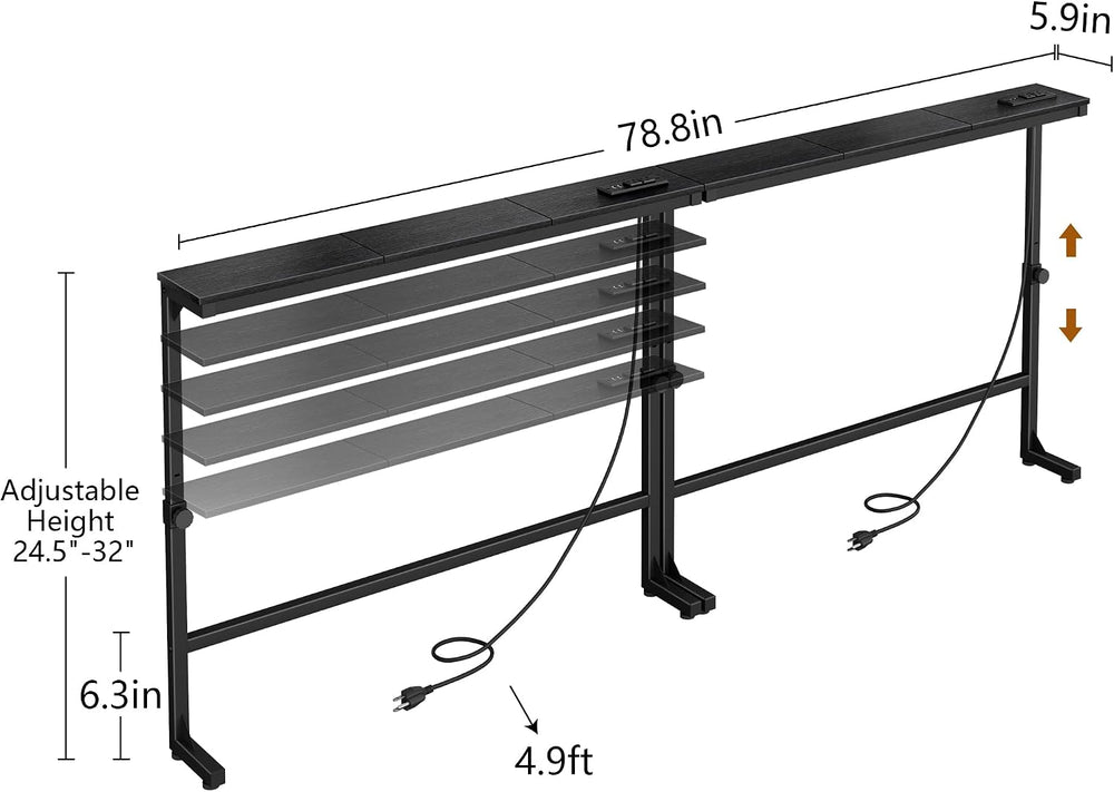 78.8inch Narrow Console Table, Behind The Couch Table with Charging Station |...