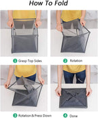 HONOMA Mesh Popup Laundry bags Hamper with Handles,Portable Durable Collapsible Storage Easy Folding Pop-Up Clothes Hampers Basket Foldable for Kids Room College Dorm or Travel (Grey,Single-Layer)