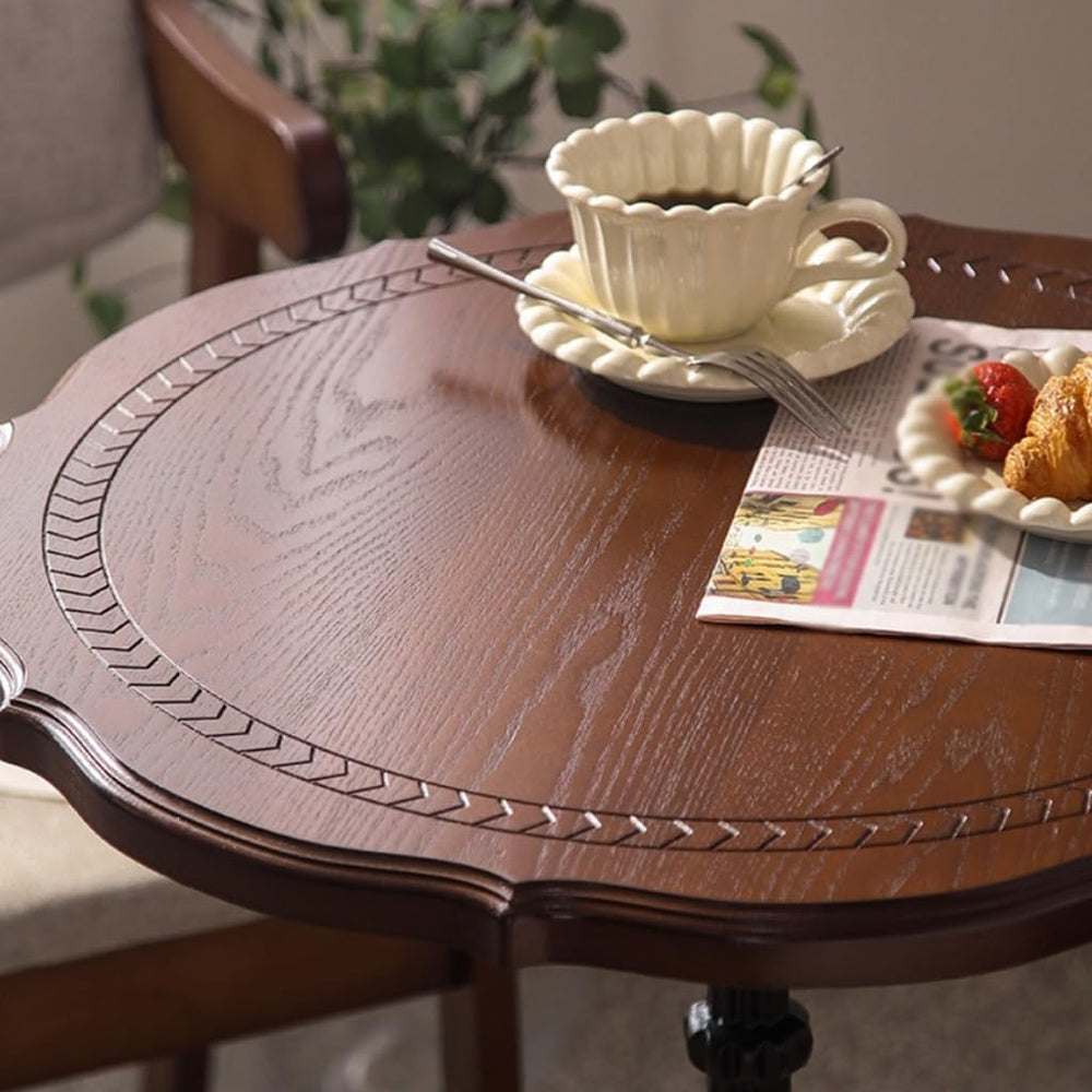 ENGENDER Couch Side Table Retro Wooden Round Table Coffee Furniture Sofa Side...