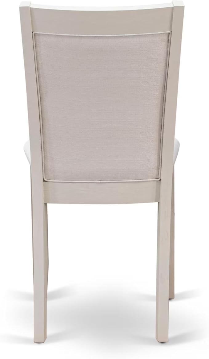 East West Furniture V027MZ001-9 9 Piece Modern Dining Table Set Includes a Rectangle Wooden Table with V-Legs and 8 Cream Linen Fabric Parsons Dining Chairs, 40x72 Inch, Multi-Color