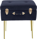 Noori Home - Lux Collection Modern Dove Rectangle Navy Velvet Storage Stool - 20x13.5x19 - Livingroom,Bedroom, Kid's Room, Nursery