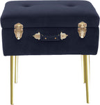 Noori Home - Lux Collection Modern Dove Rectangle Navy Velvet Storage Stool - 20x13.5x19 - Livingroom,Bedroom, Kid's Room, Nursery