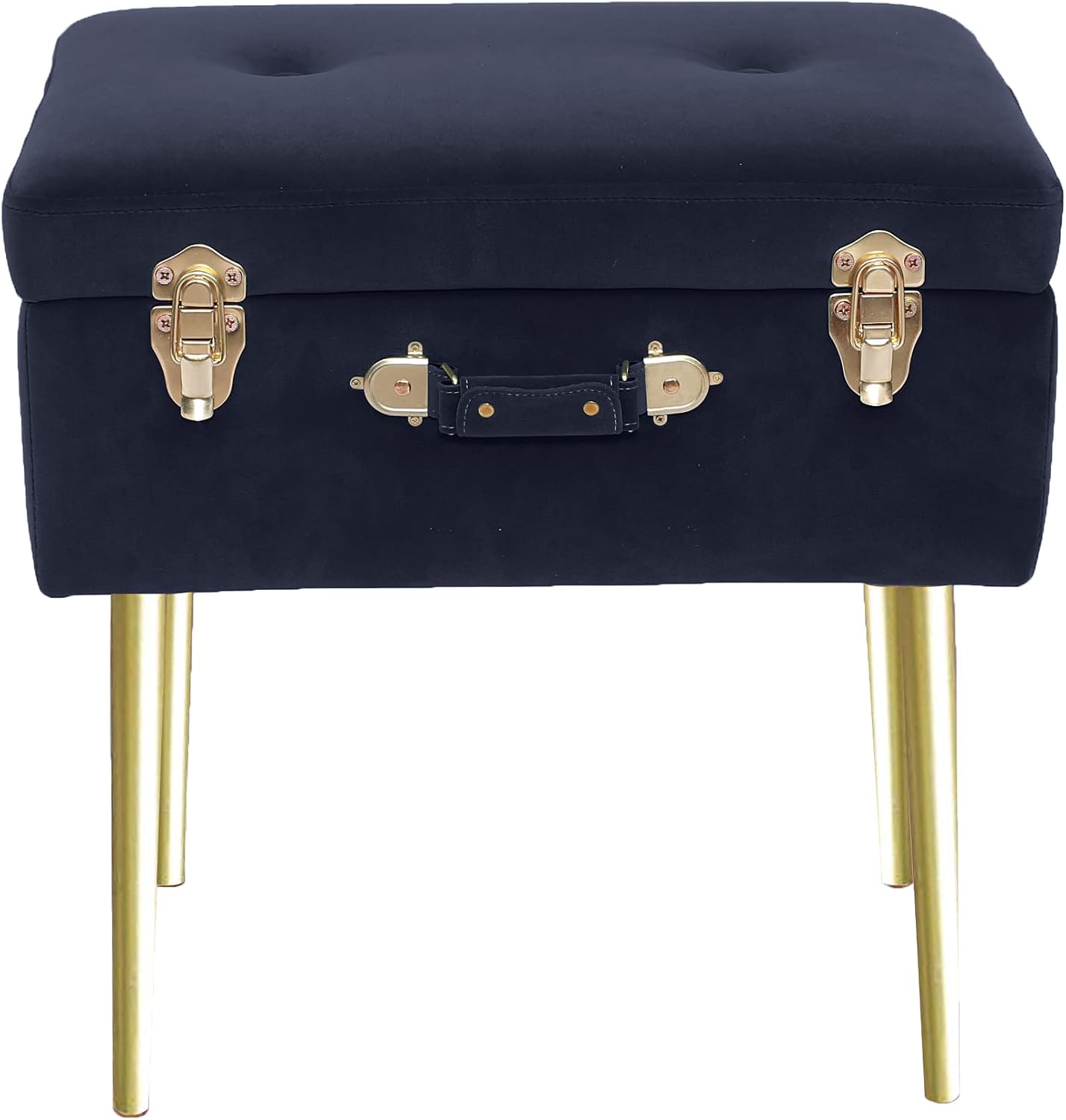 Noori Home - Lux Collection Modern Dove Rectangle Navy Velvet Storage Stool - 20x13.5x19 - Livingroom,Bedroom, Kid's Room, Nursery