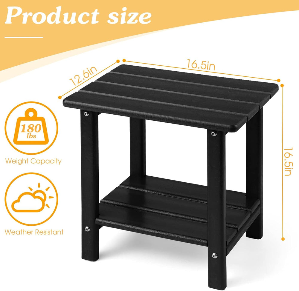 Apolimi Adirondack Outdoor Side Table, 2-Tier Sturdy Patio End Table Weather ...