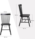 Wooden Windsor Dining Chairs Set of 2 Wood Dining Room Chair Black Spindle Side Kitchen Room Country Farmhouse Chairs