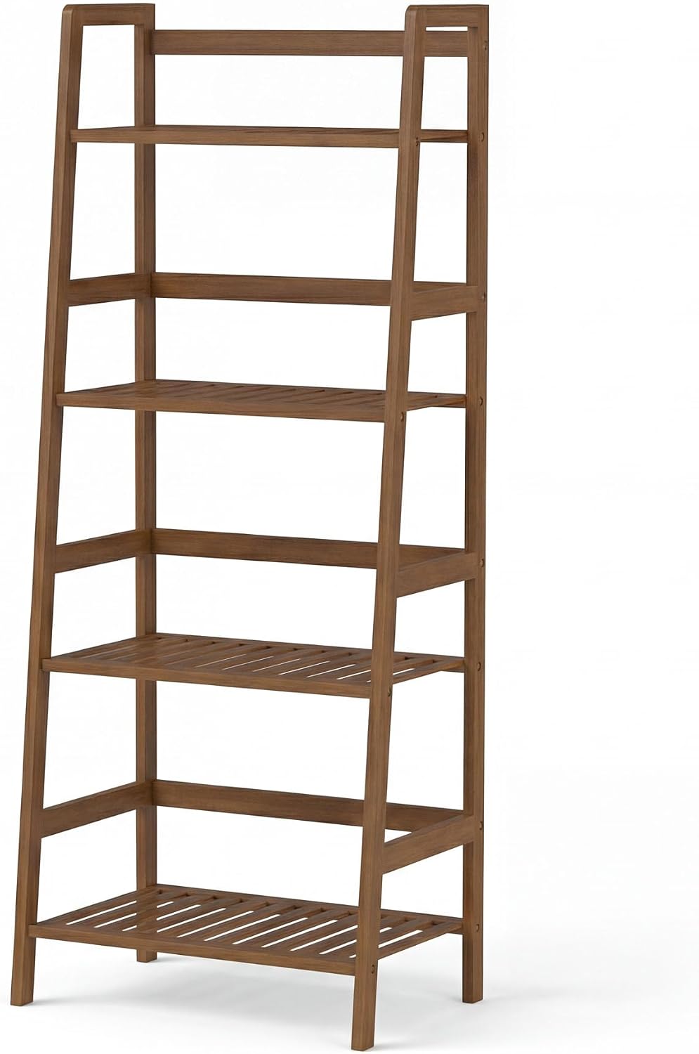 COSTWAY 4-Tier Ladder Shelf, Bamboo Plant Stand Rack, Freestanding Bookshelf, Multifunctional Storage Shelves, Flower Stand Rack Holder for Garden, Balcony, Living Room, Bedroom (Brown)