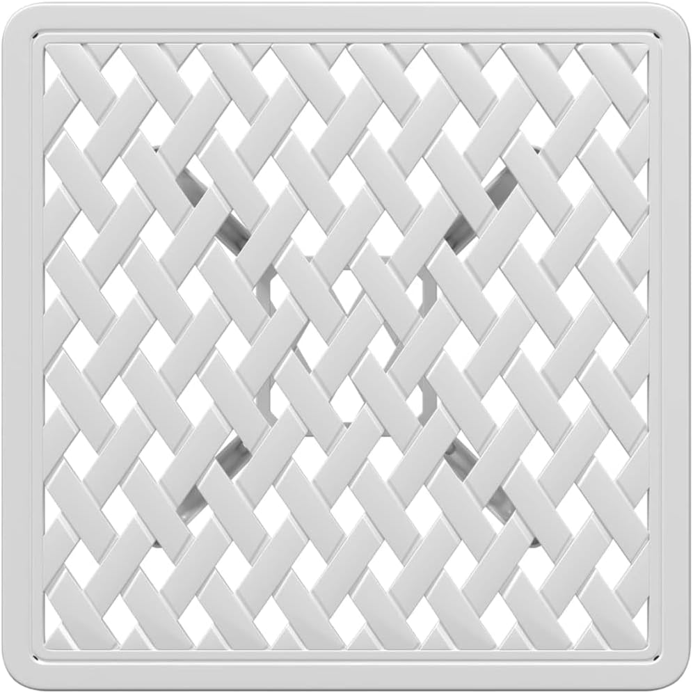 Square Garden Table, Small Outdoor Patio Table in White Cast Aluminum, Rust-R...