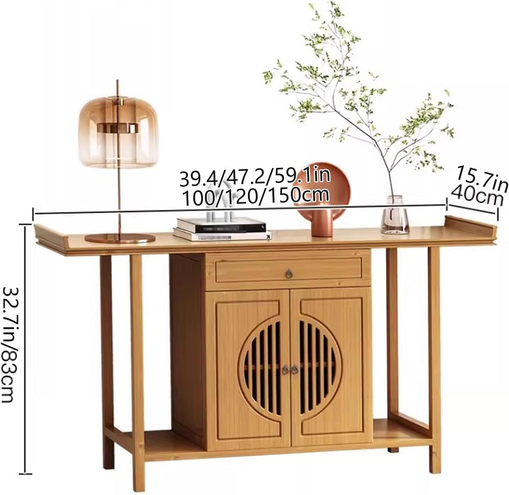 Personal Shrine Meditation Table with Storage Cabinet and Drawer | Pedestal O...
