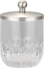 Glass Jar with Metal Lid for Bathroom Organization, Clear Apothecary Jar for Cotton Balls, Q Tips, and Small Accessories, Stylish Bathroom Storage Container Nickel