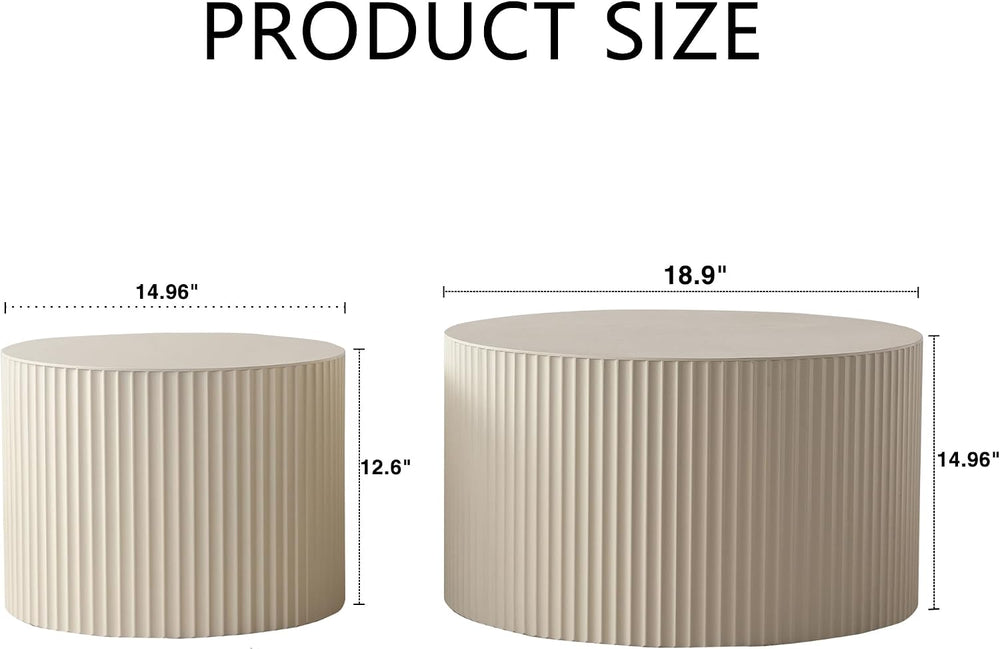 Nesting Round Coffee Table Set of 2, Accent End Table for Small Spaces, Morde...