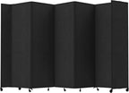 Versare Room Divider 360 Portable Wall Partition | Folding Panels | Large Freestanding Divider | Locking Wheels | Temporary Room Separator