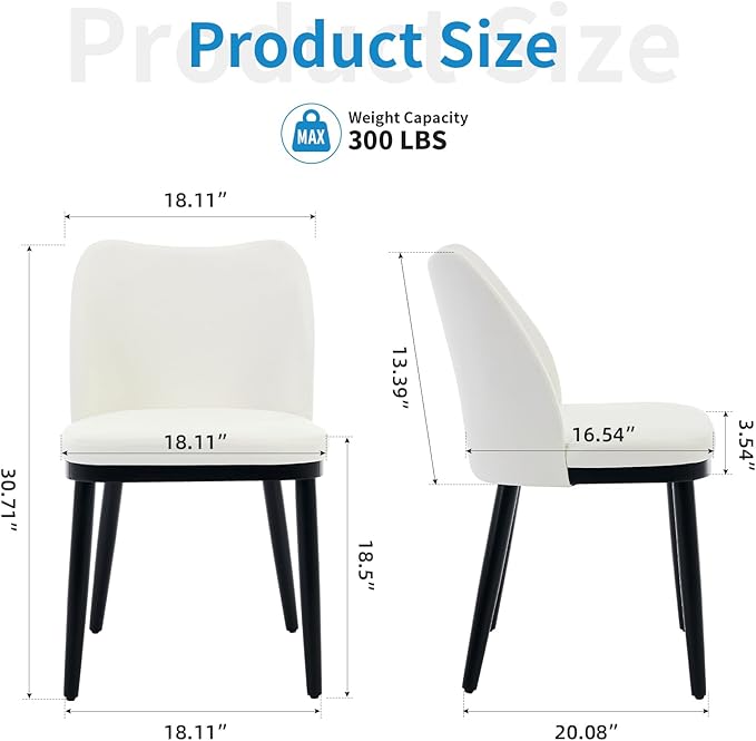 Wooden Dining Chairs Set of 2, Upholstered Kitchen Dining Room Chairs with Padded Seat and Wood Legs, Modern Fabric Side Dinner Chair for Kitchen, Dining Room, Restaurant, Cafe