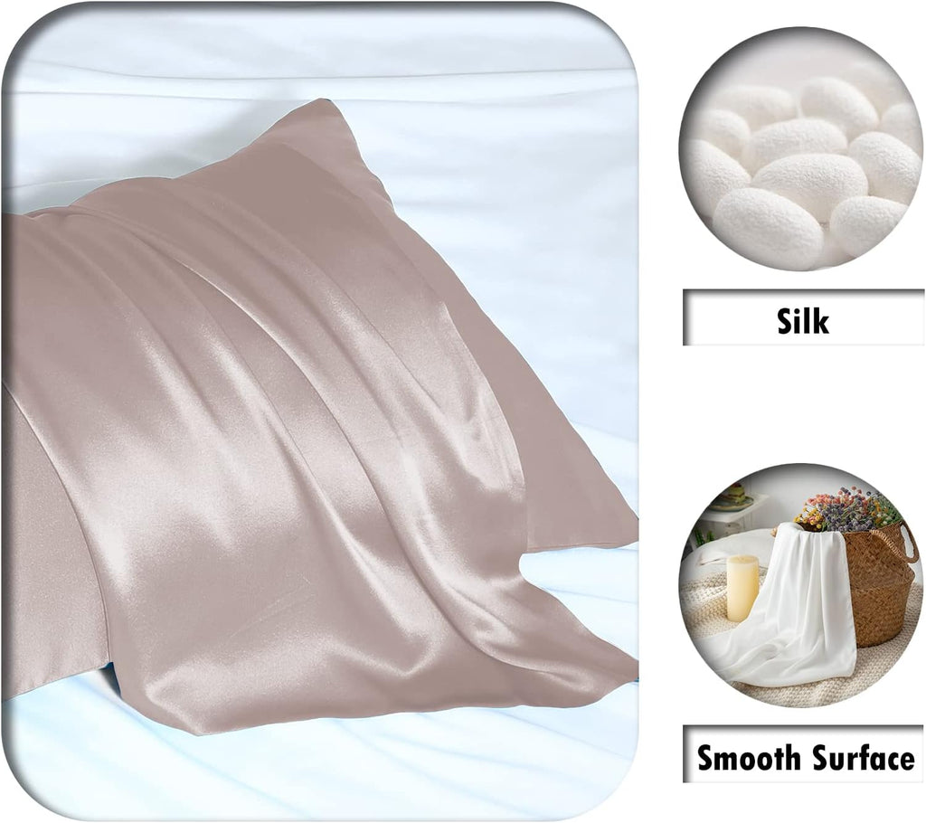 Silk Pillowcase for Hair and Skin,Soft,Breathable and Sliky 100% Silk Pillowcases King Set of 2,Both Sides Natural Mulberry Silk Pillow Cases with Hidden Zipper(King Size 20"X 36",2pcs)